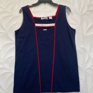 Fila Solid Red White And Blue Tank Women's Size Large